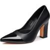 imageTrary Heels for Women Closed Pointed Toe Chunky Pumps Shoes Women Block High Heels Comfortable SlipOn Dress Office Party Wedding Shoes 354quot HeelBlack
