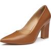 imageTrary Heels for Women Closed Pointed Toe Chunky Pumps Shoes Women Block High Heels Comfortable SlipOn Dress Office Party Wedding Shoes 354quot HeelBrown