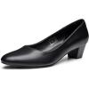 imageTrary Low Black Nude Blue Red Heels for Women Closed Round Toe Chunky Block 18 Inch Womens Heels Pumps Comfortable Dressy Work Casual PU Shoes for Wedding Office BusinessPu Black