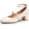 imageTrary Mary Jane Shoes Women Chunky Block Heels Mary Janes Dress Shoes for Women Close Cap Toe 22 Inch Womens Pumps Shoes with Buckle Double Strap Comfy Pumps for Office Party Casual WeddingWhite