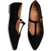 imageTrary Womens Black Mary Jane TStrap Ballet Flats Pointed Toe Comfortable Adjustable Buckle Business Casual US Size 712Black Suede