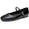 imageTrary Womens FlatsMary Jane Ballet Shoes for WomenSquare Toe Ankle Strap Flats for Women Comfortable Dress ShoesBlack