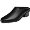 imageTrary Womens Mules Closed Square Toe Chunky Heel Mules Low Block Heel Backless Loafers Shoes Slip On Mules for Women Dress Party ShoesBlack