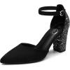 imageTrary Womens Pointed Toe PumpsAnkle Strap Buckle Closed Toe Chunky Block Heel PumpsDress Office Wedding Party Shoes for WomenBlack