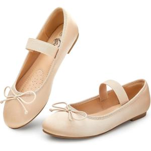 imageTrary Ballet Flats for Women Closed Round Toe Mary Jane Shoes Women Cute Bowknot NonSlip Dressy Shoes Elastic Strap Comfortable Womens Flats for AllYear Daily Work CausalApricot