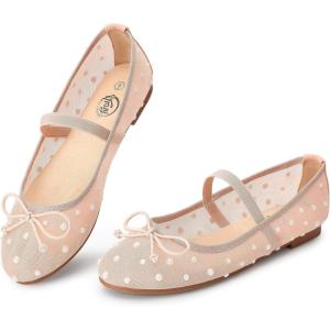 imageTrary Ballet Flats for Women Closed Round Toe Mary Jane Shoes Women Cute Bowknot NonSlip Dressy Shoes Elastic Strap Comfortable Womens Flats for AllYear Daily Work CausalMesh Nude