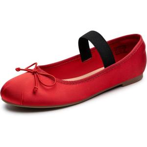 imageTrary Ballet Flats for Women Closed Round Toe Mary Jane Shoes Women Cute Bowknot NonSlip Dressy Shoes Elastic Strap Comfortable Womens Flats for AllYear Daily Work CausalRed
