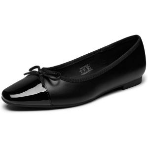 imageTrary Flat Shoes Women Pointed Toe Flats for Women TwoTone Cap Toe Ballet Flats Shoes Comfortable Dressy Casual Slipon Work Daily Soft Flat ShoesBlack Pu