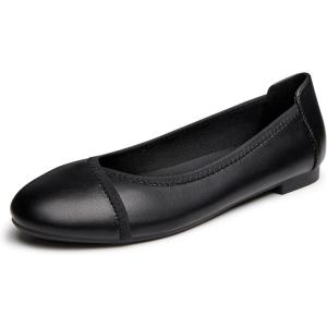 imageTrary Flats for Women Mary Jane Shoes Women Round Toe Ballet Flats Dress Shoes Casual Comfortable PU Leather Slip on LoafersPu Black