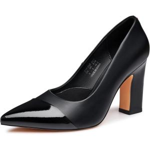 imageTrary Heels for Women Closed Pointed Toe Chunky Pumps Shoes Women Block High Heels Comfortable SlipOn Dress Office Party Wedding Shoes 354quot HeelBlack