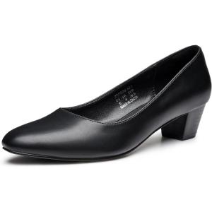 imageTrary Low Black Nude Blue Red Heels for Women Closed Round Toe Chunky Block 18 Inch Womens Heels Pumps Comfortable Dressy Work Casual PU Shoes for Wedding Office BusinessPu Black