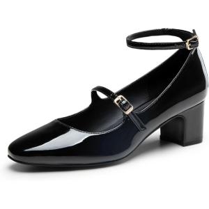 imageTrary Mary Jane Shoes Women Chunky Block Heels Mary Janes Dress Shoes for Women Close Cap Toe 22 Inch Womens Pumps Shoes with Buckle Double Strap Comfy Pumps for Office Party Casual WeddingBlack