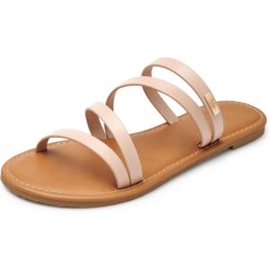 imageTrary Womens Flat SandalsStrappy Flip Flops DressyComfortable Slide for Girls SummerNude