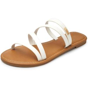 imageTrary Womens Flat SandalsStrappy Flip Flops DressyComfortable Slide for Girls SummerWhite