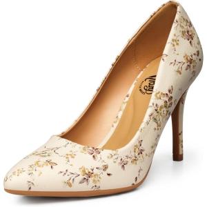 imageTrary Womens Slingback Pumps Black Heels Gold Heels Nude Pink Red Heels Pointed Toe High Heels for Women Sexy Stiletto Heels Buckle Ankle Strap Closed Toe Pumps Office Party Prom Dress ShoesBeigefloral