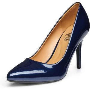 imageTrary Womens Slingback Pumps Black Heels Gold Heels Nude Pink Red Heels Pointed Toe High Heels for Women Sexy Stiletto Heels Buckle Ankle Strap Closed Toe Pumps Office Party Prom Dress ShoesPatentblue