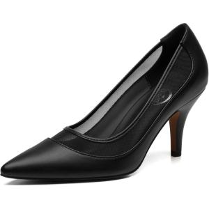 imageTrary Womens Slingback Pumps Black Heels Gold Heels Nude Pink Red Heels Pointed Toe High Heels for Women Sexy Stiletto Heels Buckle Ankle Strap Closed Toe Pumps Office Party Prom Dress ShoesMesh Black