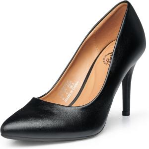 imageTrary Womens Slingback Pumps Black Heels Gold Heels Nude Pink Red Heels Pointed Toe High Heels for Women Sexy Stiletto Heels Buckle Ankle Strap Closed Toe Pumps Office Party Prom Dress ShoesBblack Pu