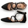 imageTrary Flats for Women Mary Jane Shoes Women Ballet Flats with Elastic Ankle Straps Comfortable Pointed Toe Dress Shoes for Office or Casual WearBlack