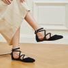 imageTrary Flats for Women Mary Jane Shoes Women Ballet Flats with Elastic Ankle Straps Comfortable Pointed Toe Dress Shoes for Office or Casual WearBlack