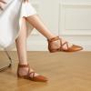 imageTrary Flats for Women Mary Jane Shoes Women Ballet Flats with Elastic Ankle Straps Comfortable Pointed Toe Dress Shoes for Office or Casual WearBrownpu