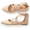 imageTrary Flats for Women Mary Jane Shoes Women Ballet Flats with Elastic Ankle Straps Comfortable Pointed Toe Dress Shoes for Office or Casual WearNude