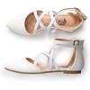 imageTrary Flats for Women Mary Jane Shoes Women Ballet Flats with Elastic Ankle Straps Comfortable Pointed Toe Dress Shoes for Office or Casual WearWhite