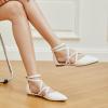 imageTrary Flats for Women Mary Jane Shoes Women Ballet Flats with Elastic Ankle Straps Comfortable Pointed Toe Dress Shoes for Office or Casual WearWhite