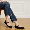 imageTrary Mary Jane Ballet Flats Black Flats for Women Ankle Strap Dressy Comfortable FlatsBlack Suede