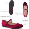 imageTrary Mary Jane Ballet Flats Black Flats for Women Ankle Strap Dressy Comfortable FlatsBurgundyVelvet