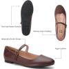 imageTrary Mary Jane Ballet Flats Black Flats for Women Ankle Strap Dressy Comfortable FlatsCoffee