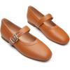 imageTrary Mary Jane Shoes Women Mary Jane Flats for Women Ballet Flats Shoes Round Toe Mary Jane Flats Shoes Dressy ComfortablePu Brown
