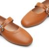 imageTrary Mary Jane Shoes Women Mary Jane Flats for Women Ballet Flats Shoes Round Toe Mary Jane Flats Shoes Dressy ComfortablePu Brown