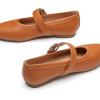 imageTrary Mary Jane Shoes Women Mary Jane Flats for Women Ballet Flats Shoes Round Toe Mary Jane Flats Shoes Dressy ComfortablePu Brown
