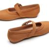imageTrary Mary Jane Shoes Women Mary Jane Flats for Women Ballet Flats Shoes Round Toe Mary Jane Flats Shoes Dressy ComfortableSuede Brown