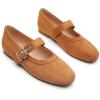 imageTrary Mary Jane Shoes Women Mary Jane Flats for Women Ballet Flats Shoes Round Toe Mary Jane Flats Shoes Dressy ComfortableSuede Brown