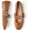 imageTrary Mary Jane Shoes Women Square Toe Flats for Women Dressy Ballet Flat Mary Jane Flats with Buckle Strap Comfortable Slip On Casual ShoesBrown