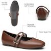 imageTrary Mary Jane Shoes Women Square Toe Flats for Women Dressy Ballet Flat Mary Jane Flats with Buckle Strap Comfortable Slip On Casual ShoesDark Brown