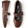 imageTrary Mary Jane Shoes Women Square Toe Flats for Women Dressy Ballet Flat Mary Jane Flats with Buckle Strap Comfortable Slip On Casual ShoesDark Brown
