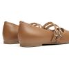 imageTrary Mary Jane Shoes Women Square Toe Flats for Women Dressy Ballet Flat Mary Jane Flats with Buckle Strap Comfortable Slip On Casual ShoesLight Brown