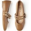 imageTrary Mary Jane Shoes Women Square Toe Flats for Women Dressy Ballet Flat Mary Jane Flats with Buckle Strap Comfortable Slip On Casual ShoesLight Brown
