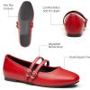 imageTrary Mary Jane Shoes Women Square Toe Flats for Women Dressy Ballet Flat Mary Jane Flats with Buckle Strap Comfortable Slip On Casual ShoesRed