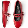 imageTrary Mary Jane Shoes Women Square Toe Flats for Women Dressy Ballet Flat Mary Jane Flats with Buckle Strap Comfortable Slip On Casual ShoesRed