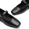 imageTrary Mary Jane Shoes Women Woven Flats for Women Dressy Ballet Flats Squared Toe Mary Jane Flats ShoesPu Black