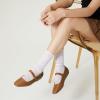 imageTrary Mary Jane Shoes Women Woven Flats for Women Dressy Ballet Flats Squared Toe Mary Jane Flats ShoesPu Brown