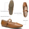 imageTrary Mary Jane Shoes Women Woven Flats for Women Dressy Ballet Flats Squared Toe Mary Jane Flats ShoesPu Brown