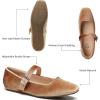 imageTrary Mary Jane Shoes Women Woven Flats for Women Dressy Ballet Flats Squared Toe Mary Jane Flats ShoesVelvet Brown