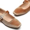 imageTrary Mary Jane Shoes Women Woven Flats for Women Dressy Ballet Flats Squared Toe Mary Jane Flats ShoesVelvet Brown