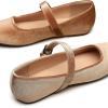 imageTrary Mary Jane Shoes Women Woven Flats for Women Dressy Ballet Flats Squared Toe Mary Jane Flats ShoesVelvet Brown