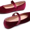 imageTrary Mary Jane Shoes Women Woven Flats for Women Dressy Ballet Flats Squared Toe Mary Jane Flats ShoesVelvet Burgundy